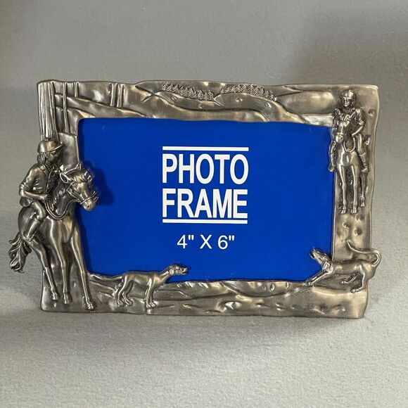 Fox Hunt Photo Frame 4x6 Rectangular Hunting Scene Horses Dogs - Picture 1 of 7